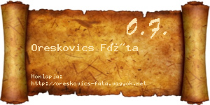 Oreskovics Fáta névjegykártya